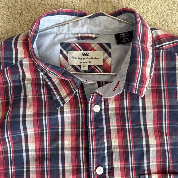 Canterbury of New Zealand Plaid Button Up Long Cotton Sleeve Shirt | Mens XL - Picture 2 of 9